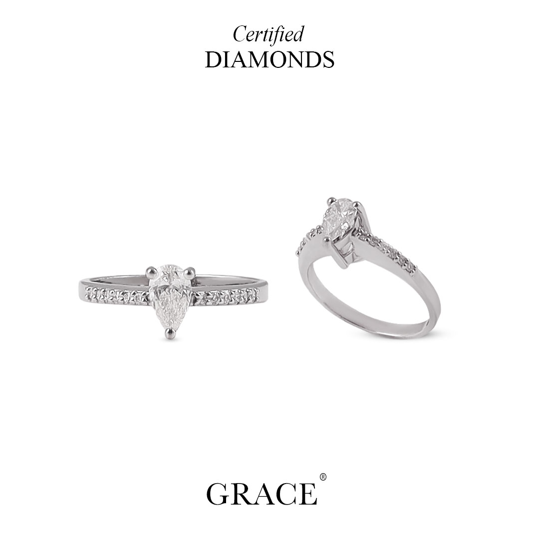 Angelic Blossom Pear Diamond Ring - Grace Jewellers