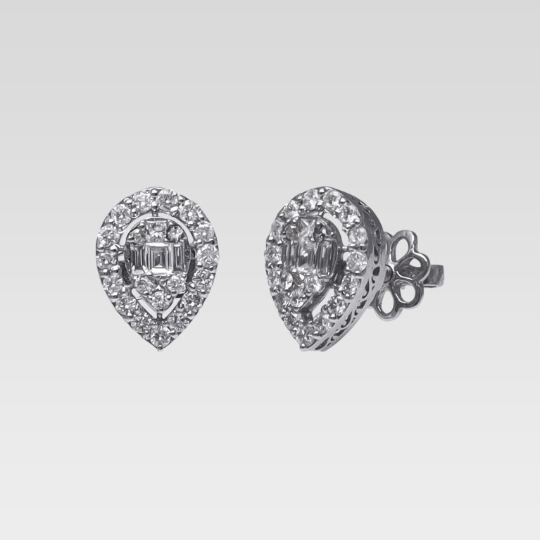 PEAR SHAPE DIAMOND ILLUSION EAR STUDS