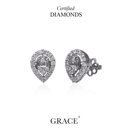 PEAR SHAPE DIAMOND ILLUSION EAR STUDS