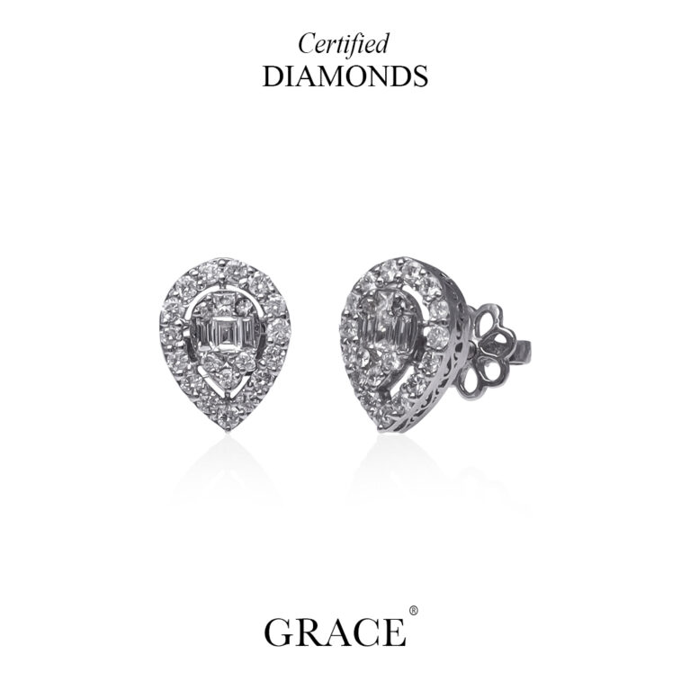 PEAR SHAPE DIAMOND ILLUSION EAR STUDS