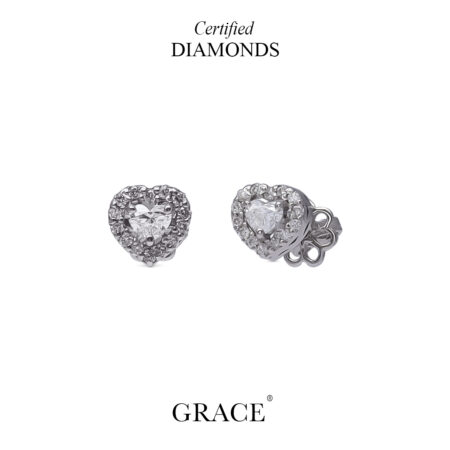 HEART SHAPE DIAMOND EAR STUDS