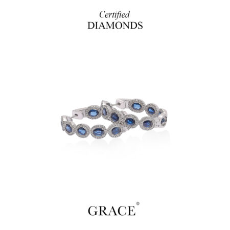 Midnight Halo Sapphire Diamond Huggies