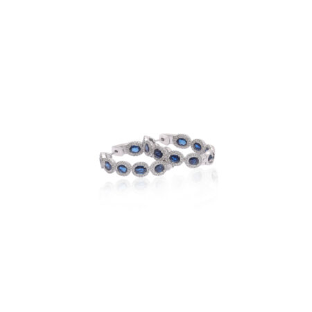 Midnight Halo Sapphire Diamond Huggies